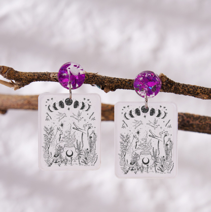 Purplehecate Celestial Cat Acrylic Earrings