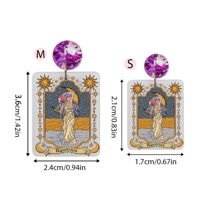 Purplehecate Aquarius Zodiac Acrylic Earrings