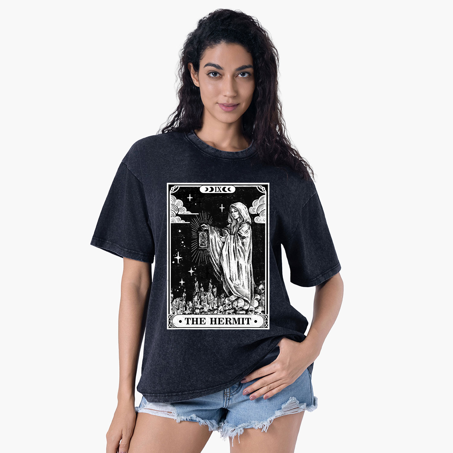 Purplehecate The Hermit Goddess Tarot Card Washed T-Shirt