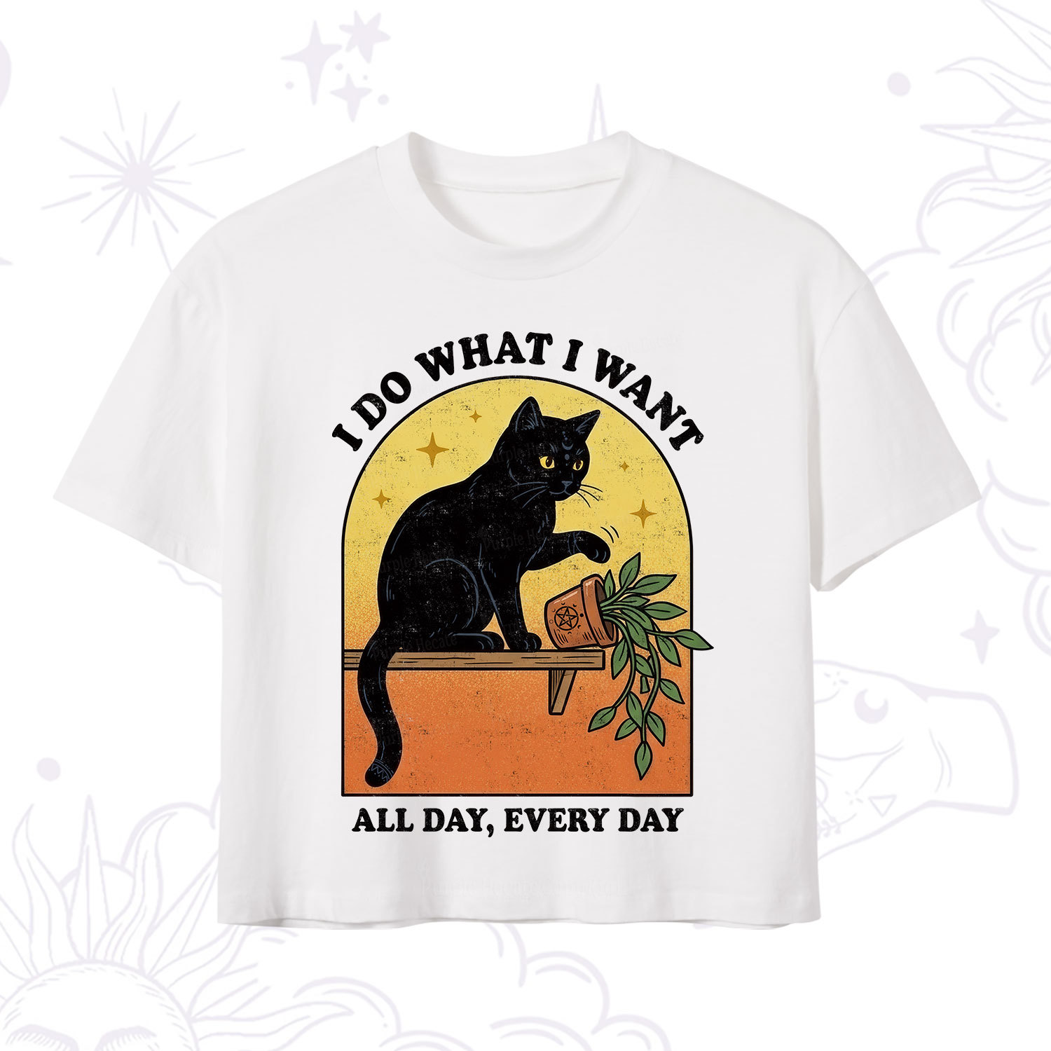 Purplehecate I Do What I Want Funny Black Cat Crop T-Shirt