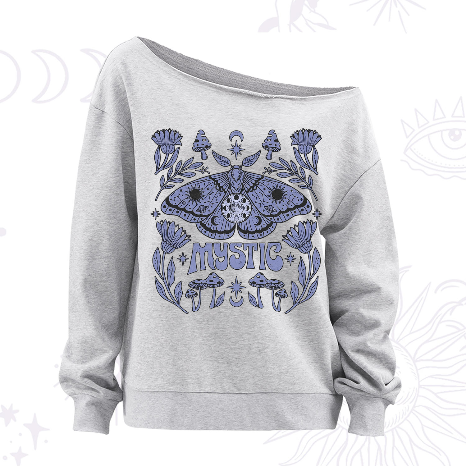Purplehecate Mystic Luna Moth Off The Shoulder Sweatshirt