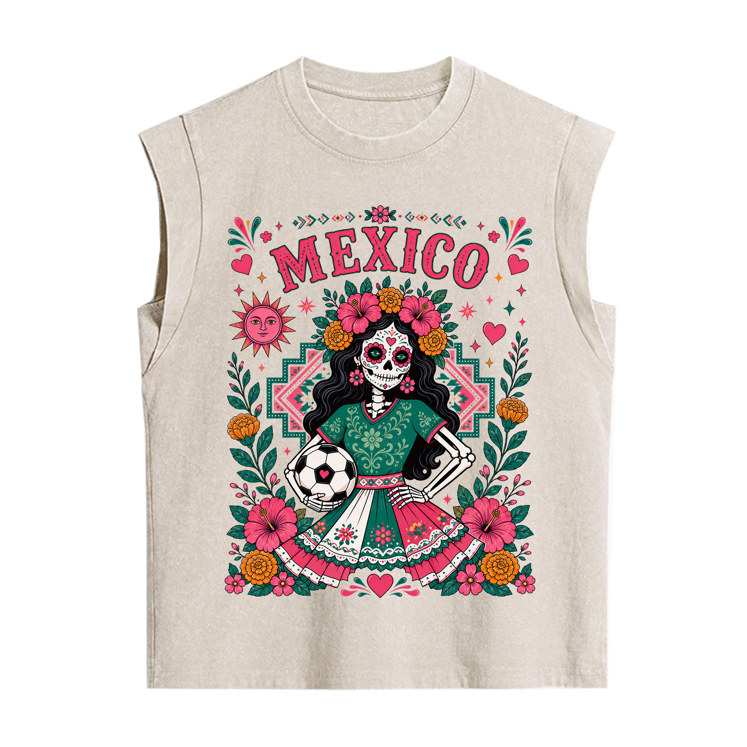 Purplehecate Mexico Day of the Dead Soccer Vintage Washed Tank