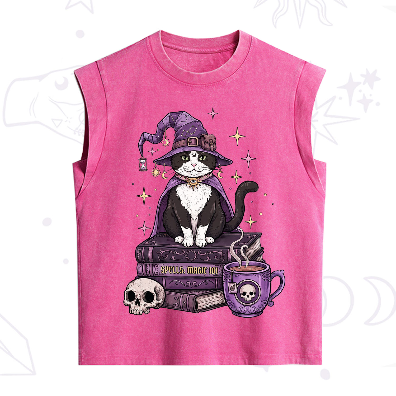 Purplehecate Witchy Cat Spell Books Vintage Washed Tank