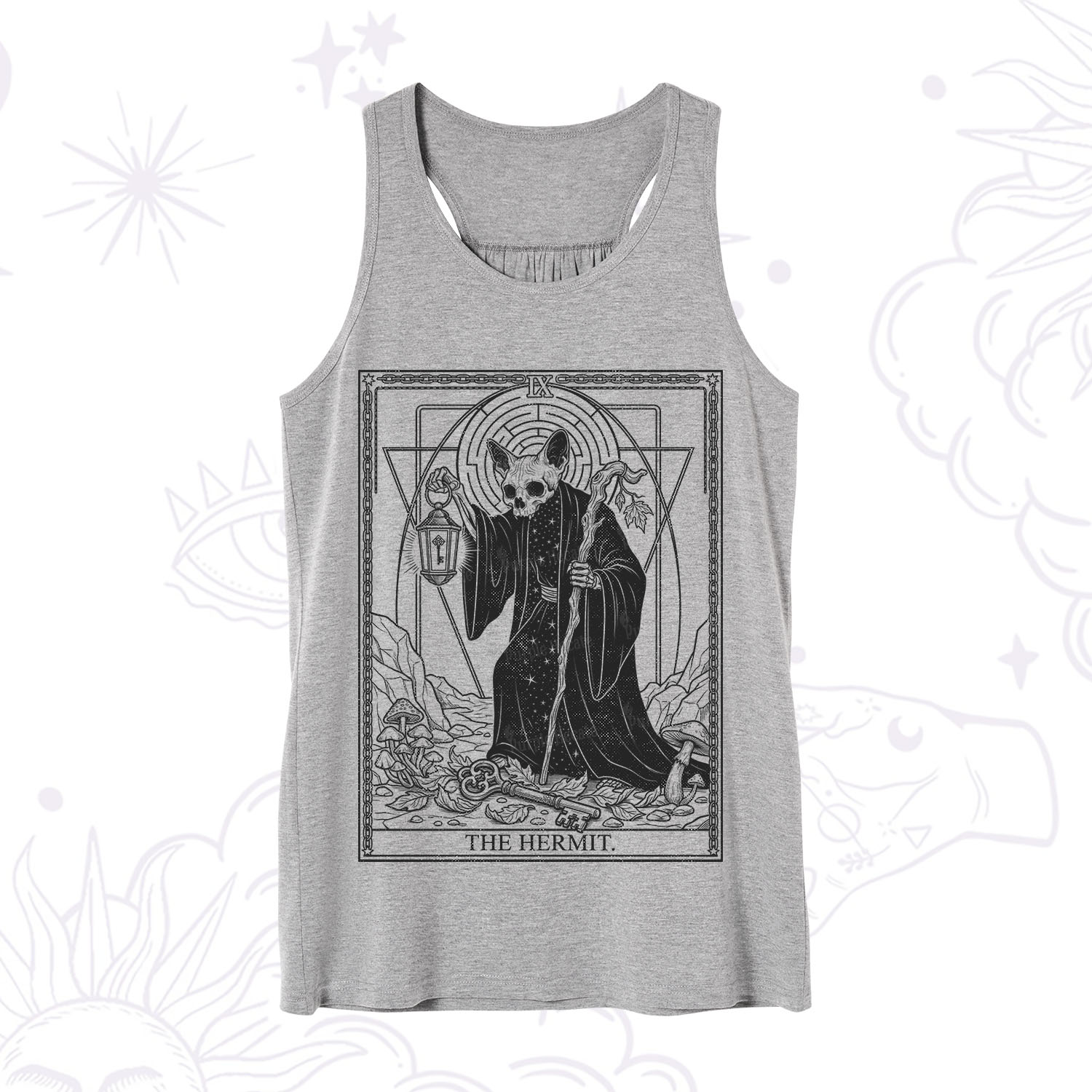 Purplehecate The Hermit Skeleton Cat Tarot Tank