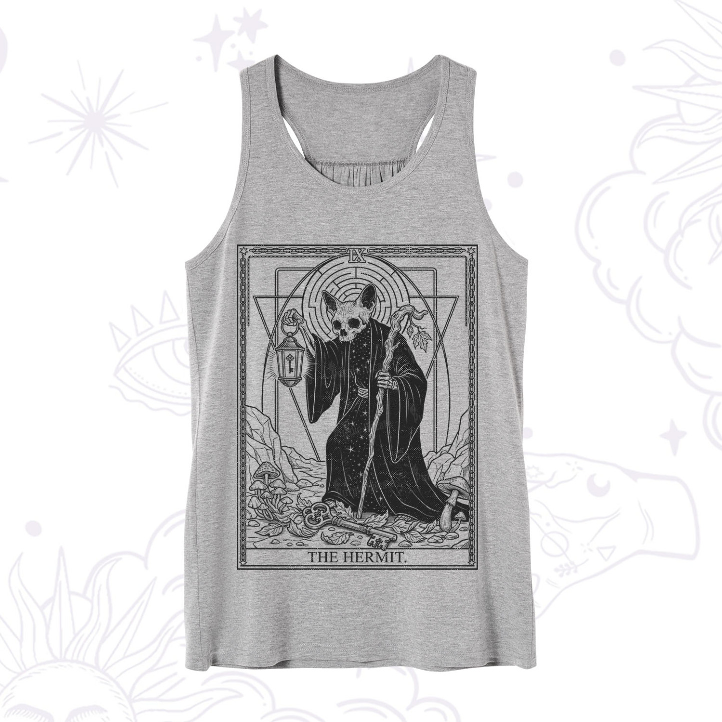 Purplehecate The Hermit Skeleton Cat Tarot Tank