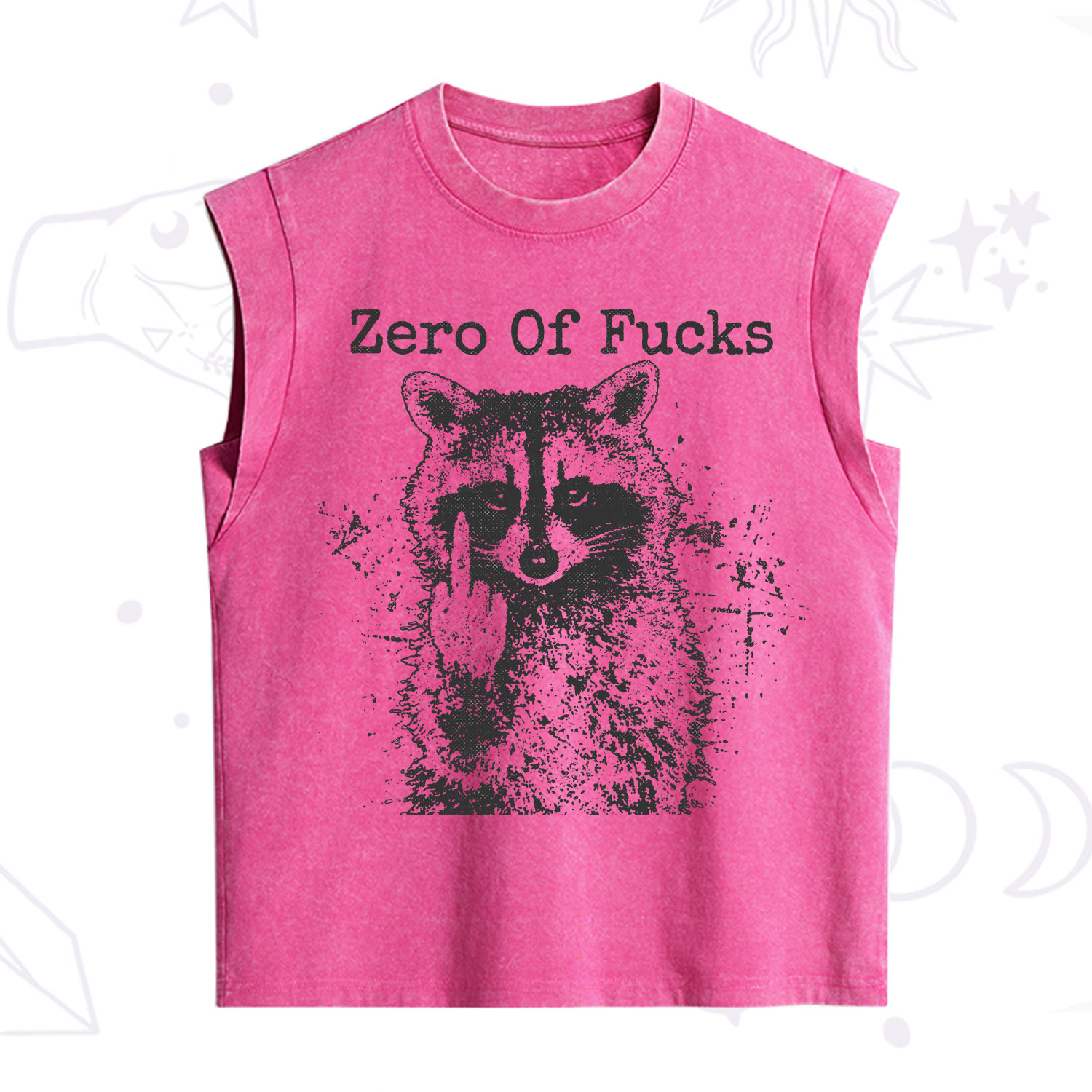 Purplehecate Zero Of Fucks Raccoon Vintage Washed Tank