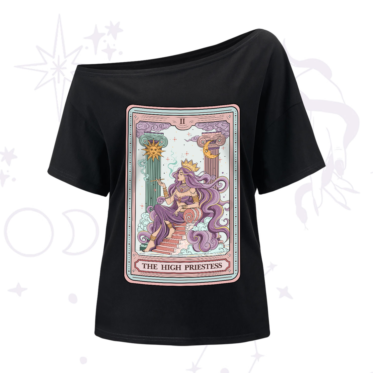 Purplehecate The Goddess High Priestess Tarot Card One-Shoulder T-Shir