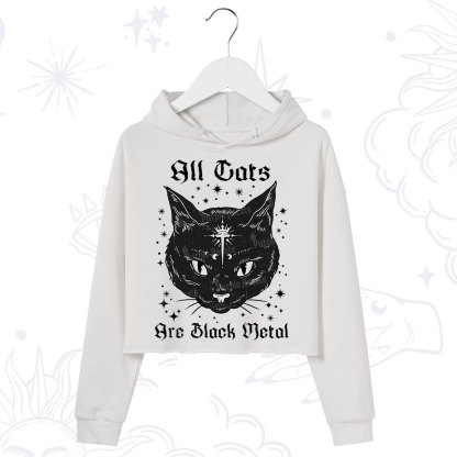 Purplehecate All Cats Are Black Metal Crop Hoodie