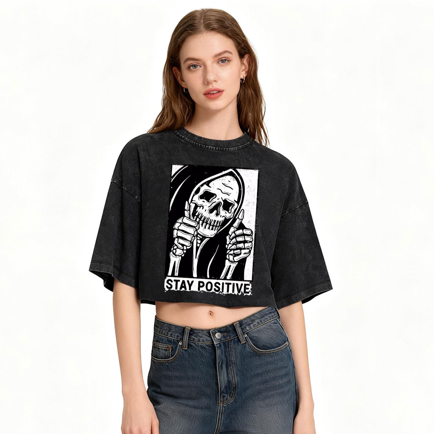 [Copy]Purplehecate Mystical Moon Phases Snake Washed Cropped T-Shirt