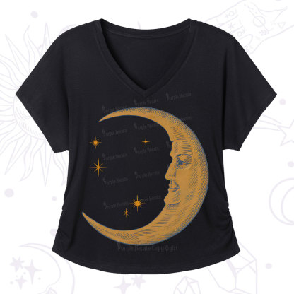 Purplehecate Celestial Moon V-Neck T-Shirt