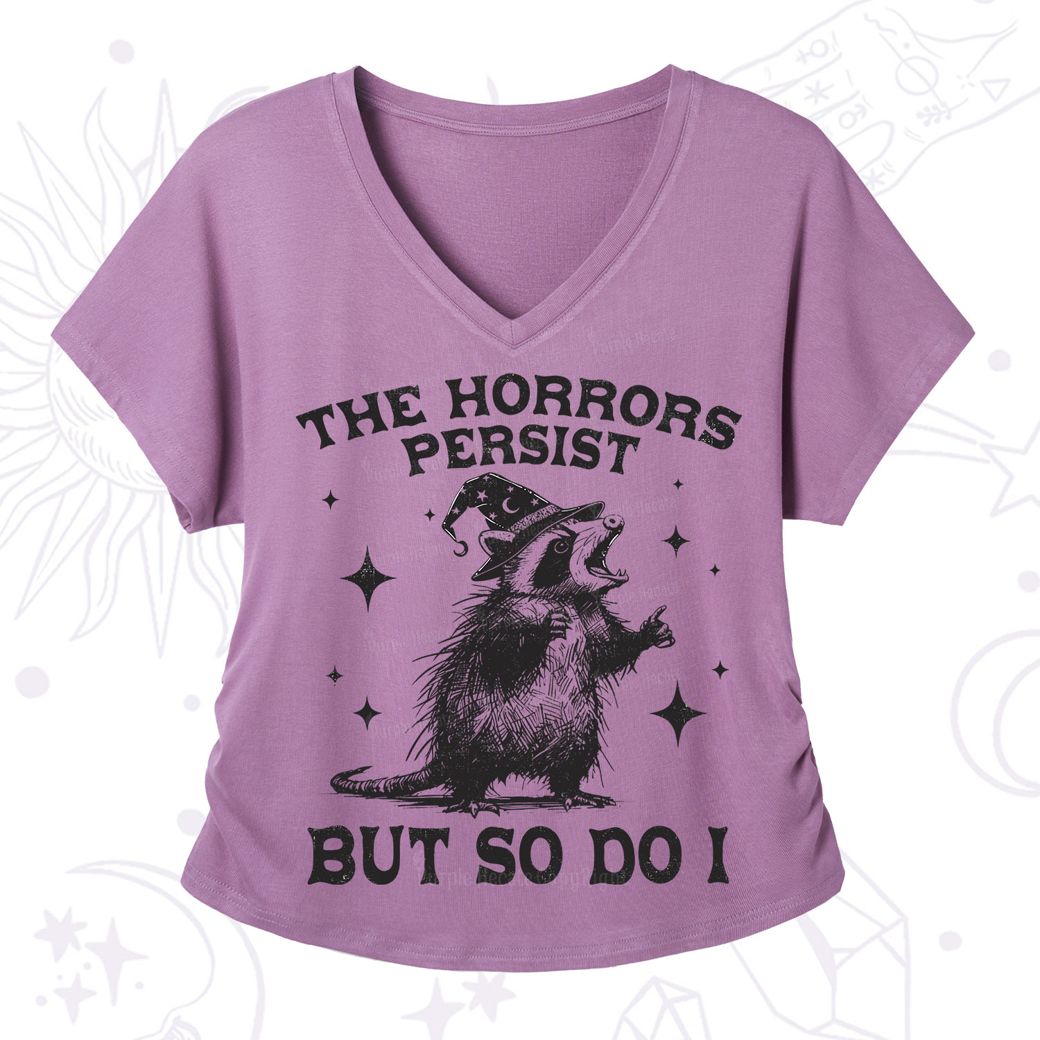 Purplehecate The Horrors Persist But So Do I V-Neck T-Shirt
