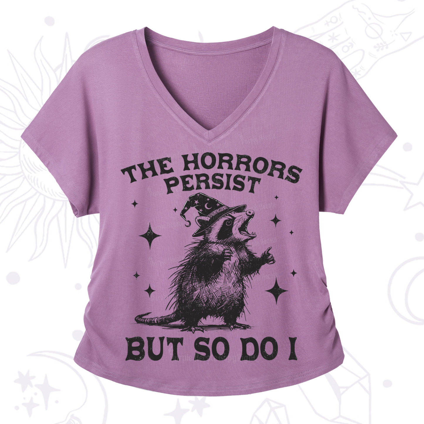 Purplehecate The Horrors Persist But So Do I V-Neck T-Shirt
