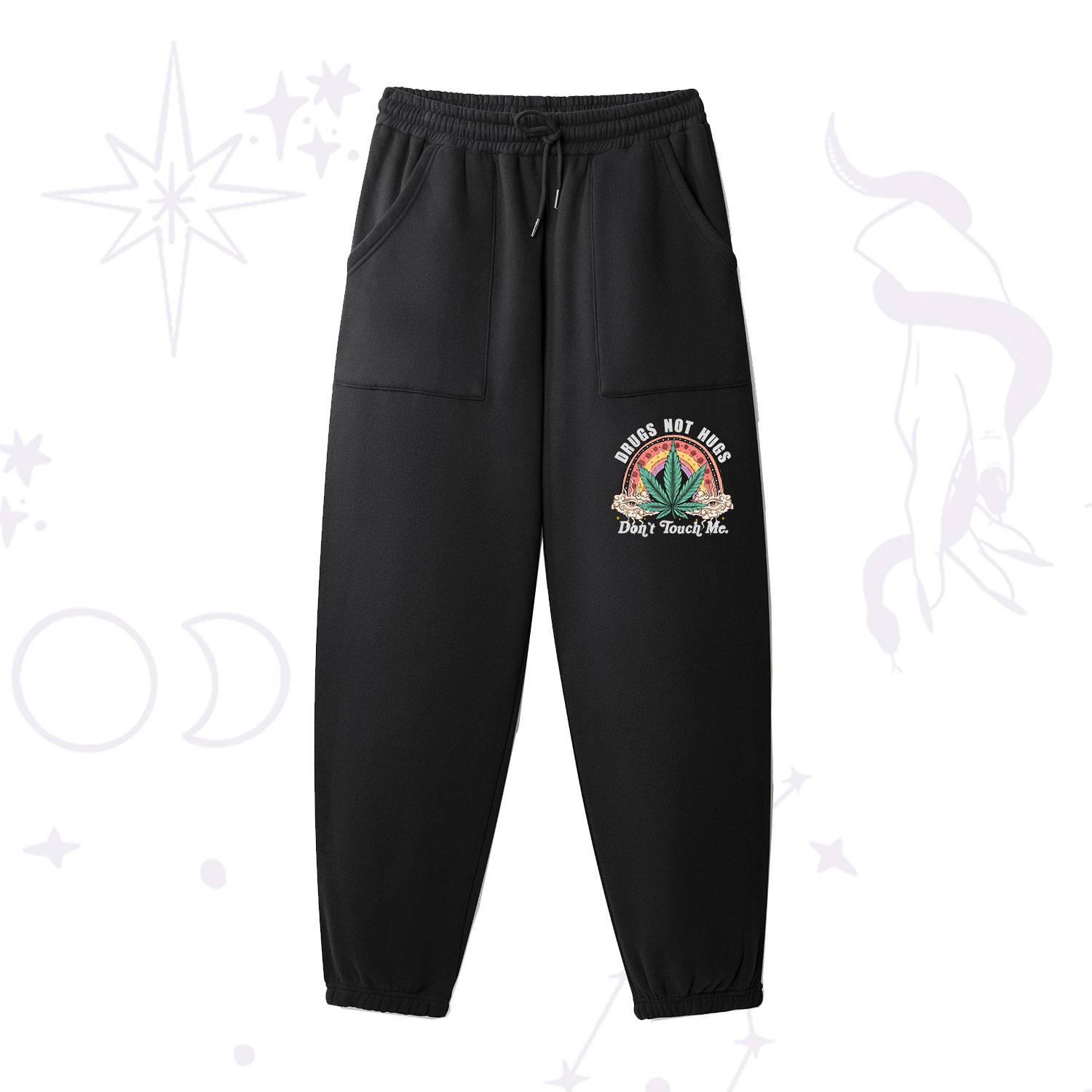 Purplehecate Drugs Not Hugs Fleece Sweatpants