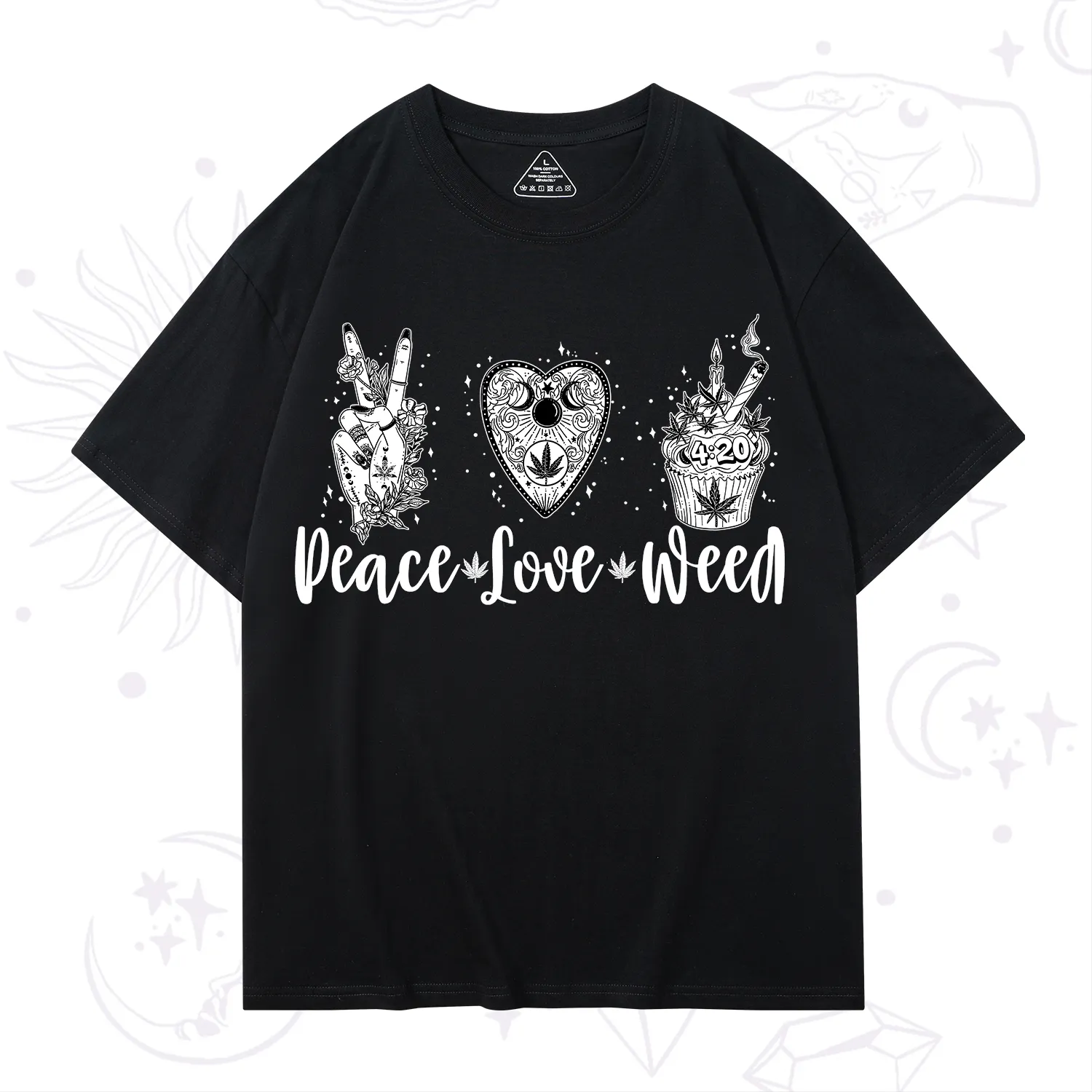 Purplehecate Peace Love Weed T-Shirt