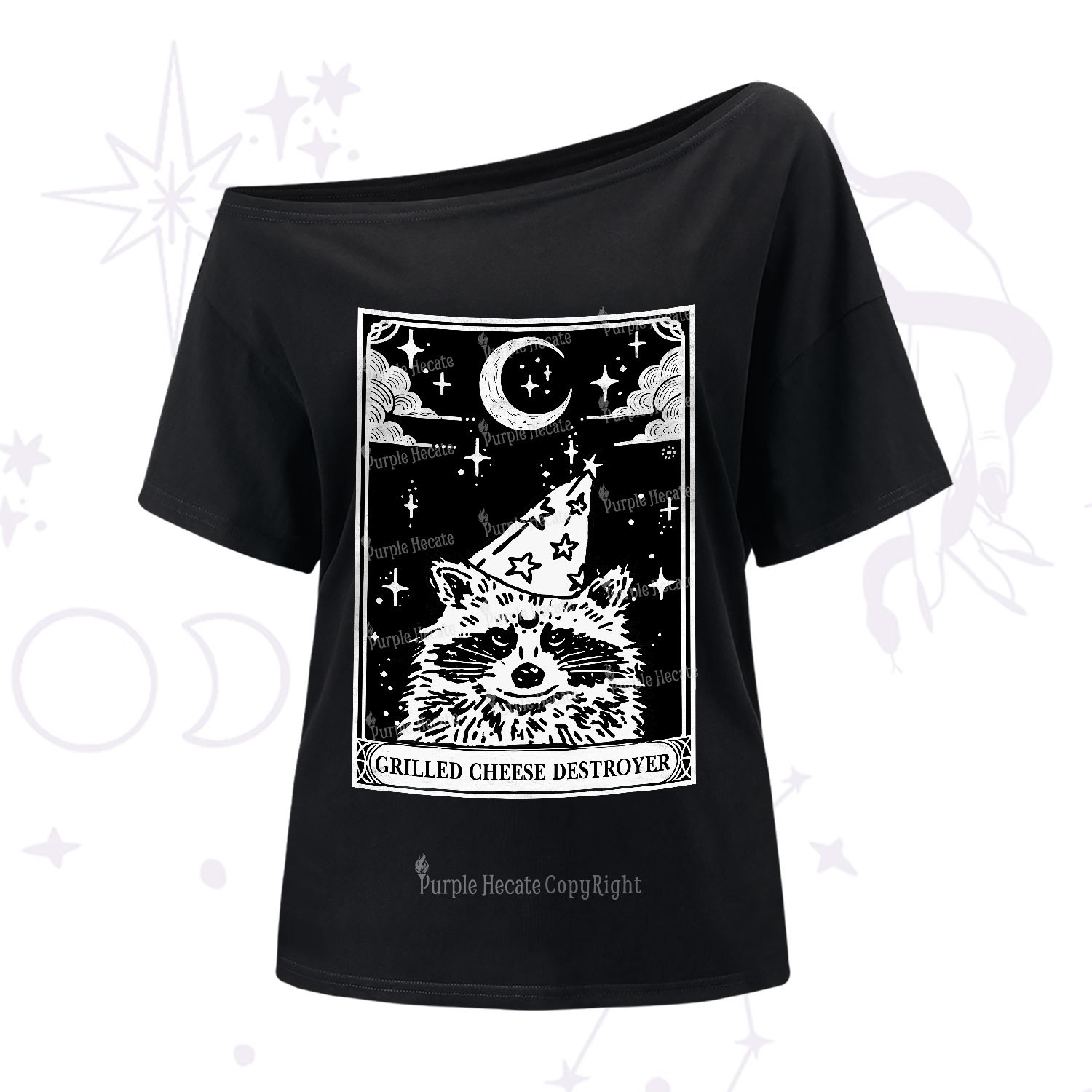 Purplehecate The Grilled Cheese Destroyer Tarot Raccoon One Shoulder T