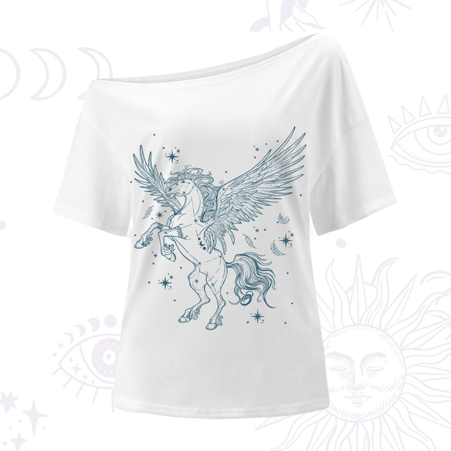 Purplehecate Celestial Pegasus One Shoulder T-Shirt