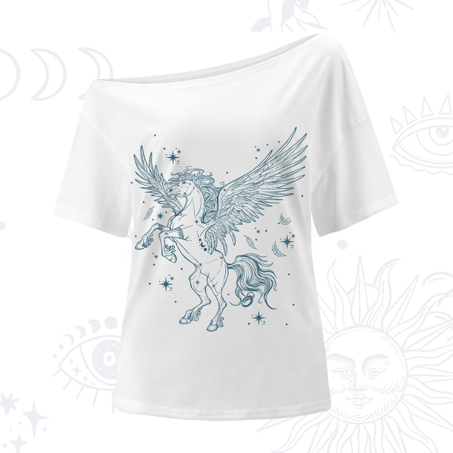 Purplehecate Celestial Pegasus One Shoulder T-Shirt