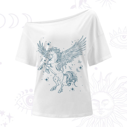 Purplehecate Celestial Pegasus One Shoulder T-Shirt