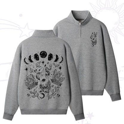 Purplehecate Reach For The Moon Quarter Zip Fleece Sweatshirt