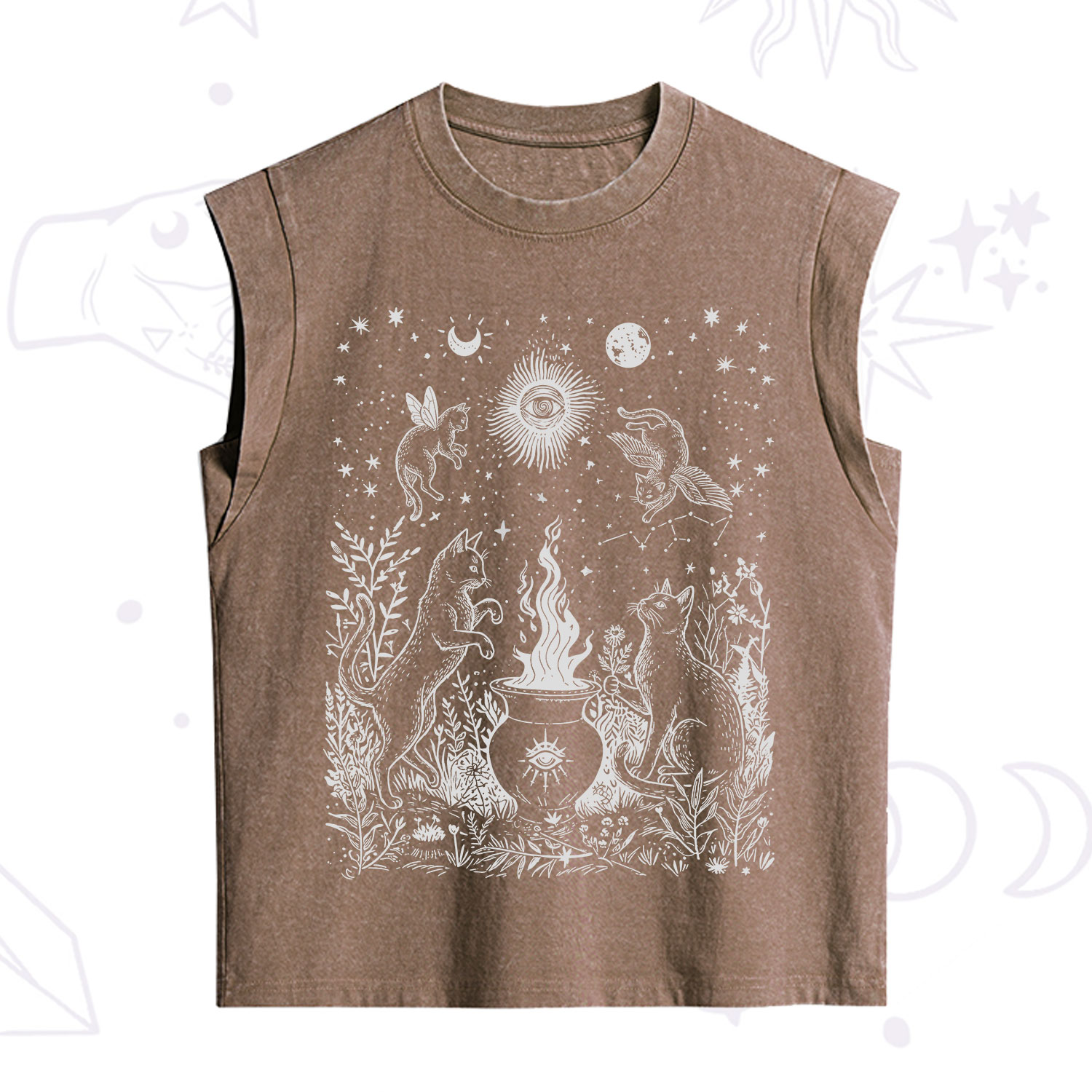 Purplehecate Midnight Meowgic Moon Ritual Vintage Washed Tank
