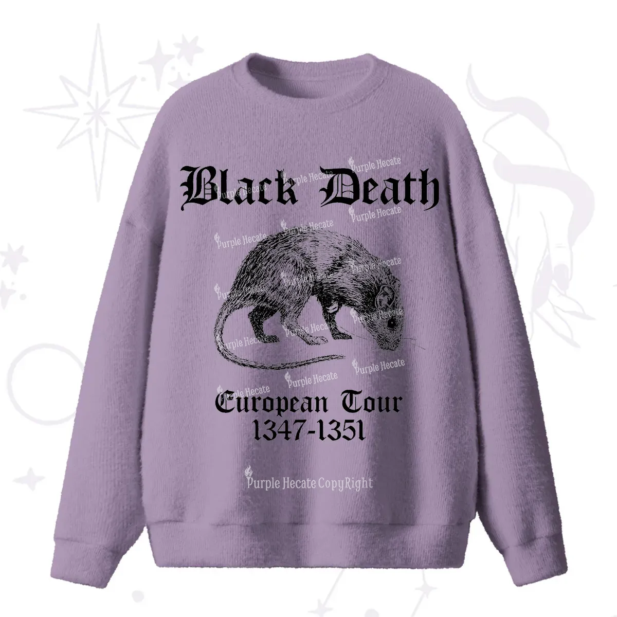 Purplehecate Black Death European Tour Fuzzy Ugly Sweater