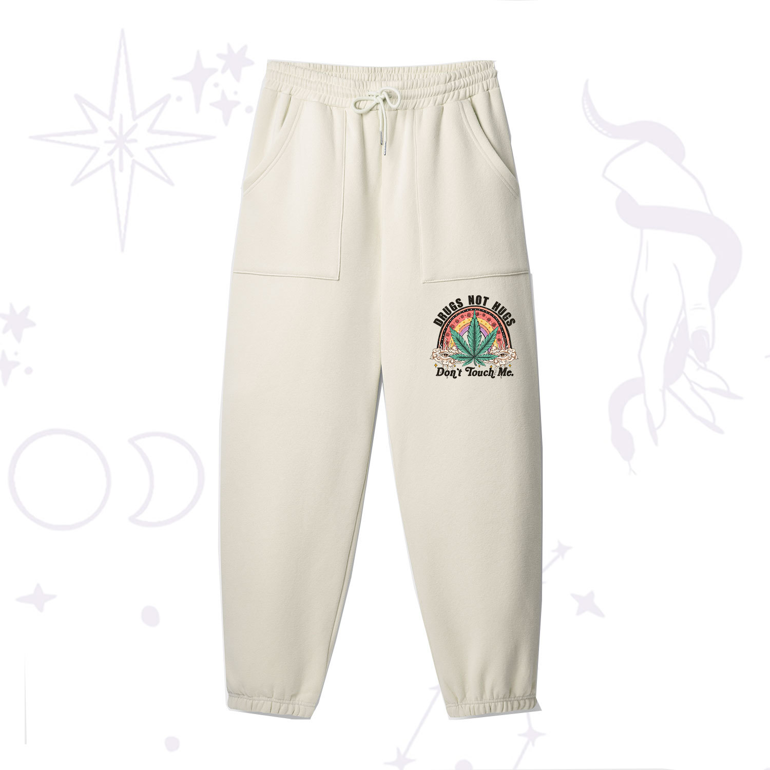 Purplehecate Drugs Not Hugs Fleece Sweatpants