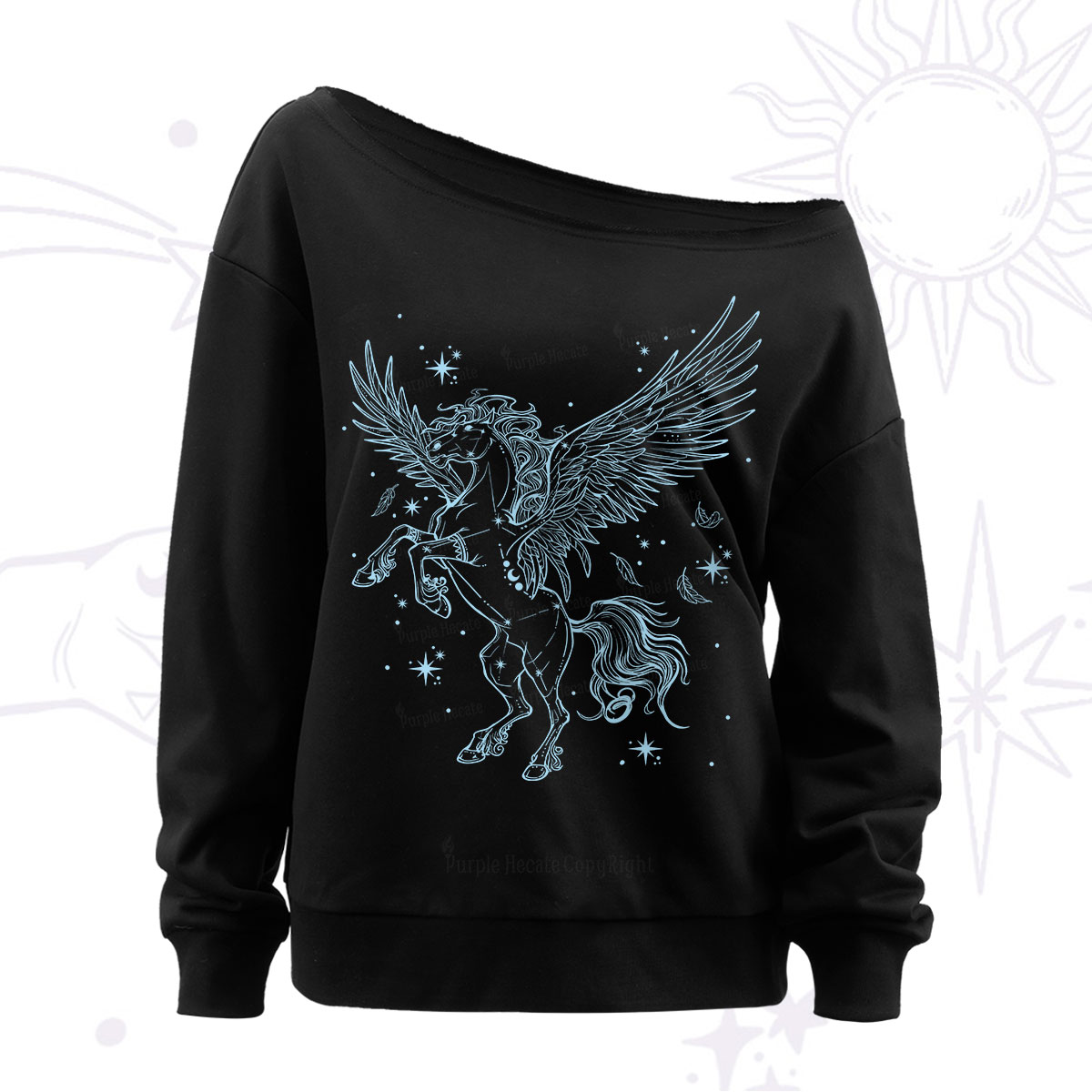 Purplehecate Celestial Pegasus Off The Shoulder Sweatshirt