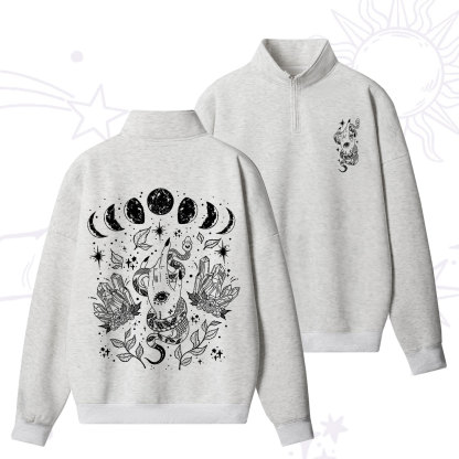 Purplehecate Reach For The Moon Quarter Zip Fleece Sweatshirt