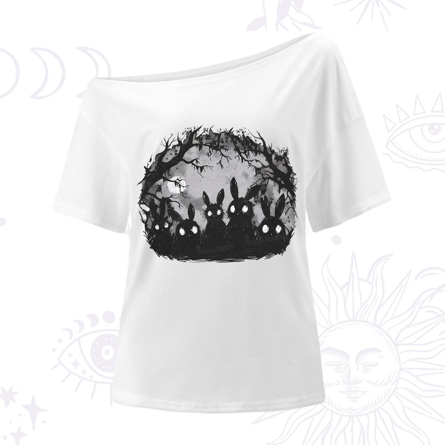 Purplehecate Creepy Weirdcore Bunny One Shoulder T-Shirt
