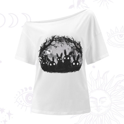 Purplehecate Creepy Weirdcore Bunny One Shoulder T-Shirt