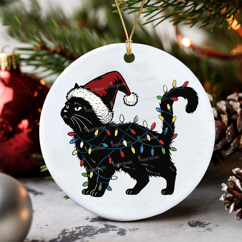 Purplehecate Cute Cat Christmas Ornament