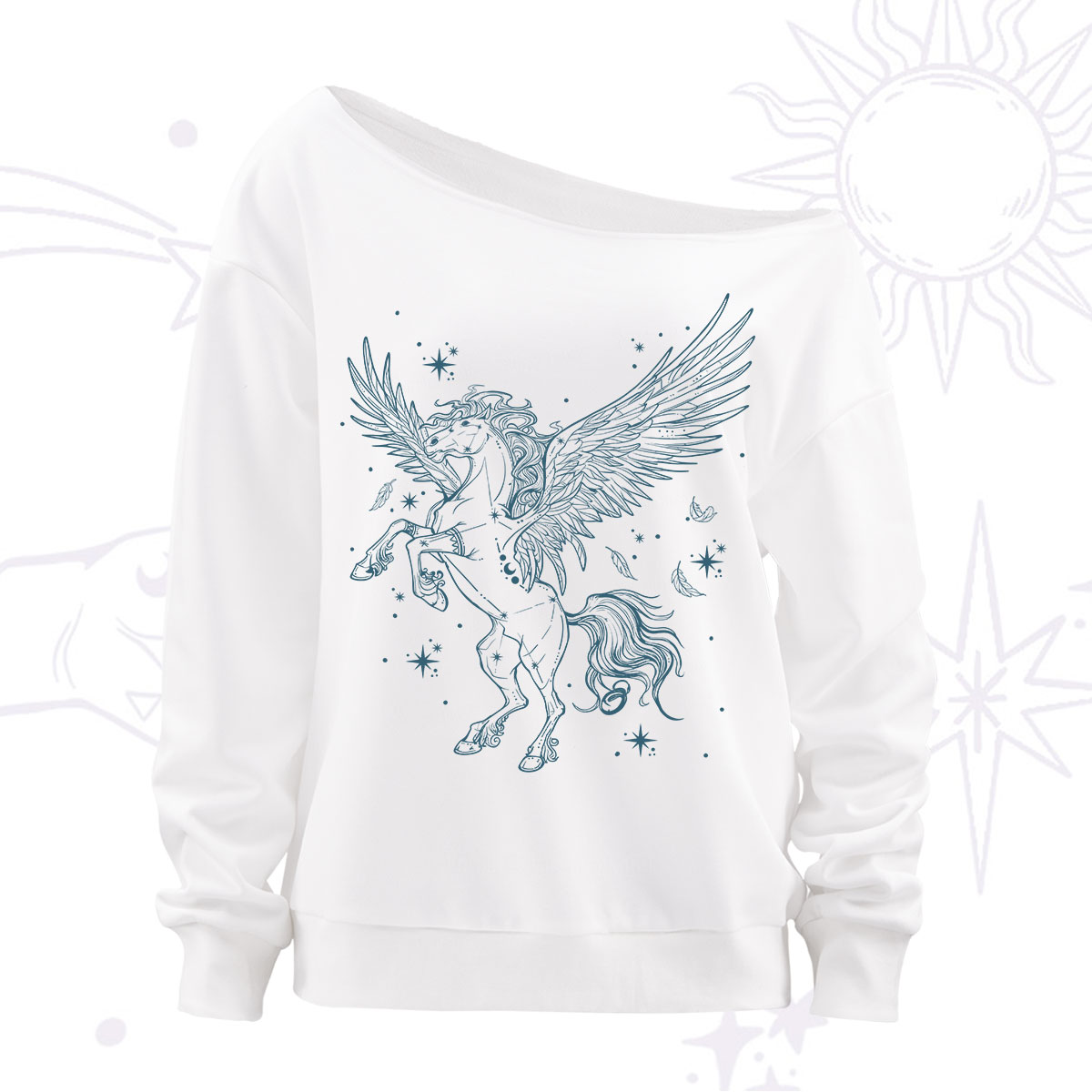 Purplehecate Celestial Pegasus Off The Shoulder Sweatshirt