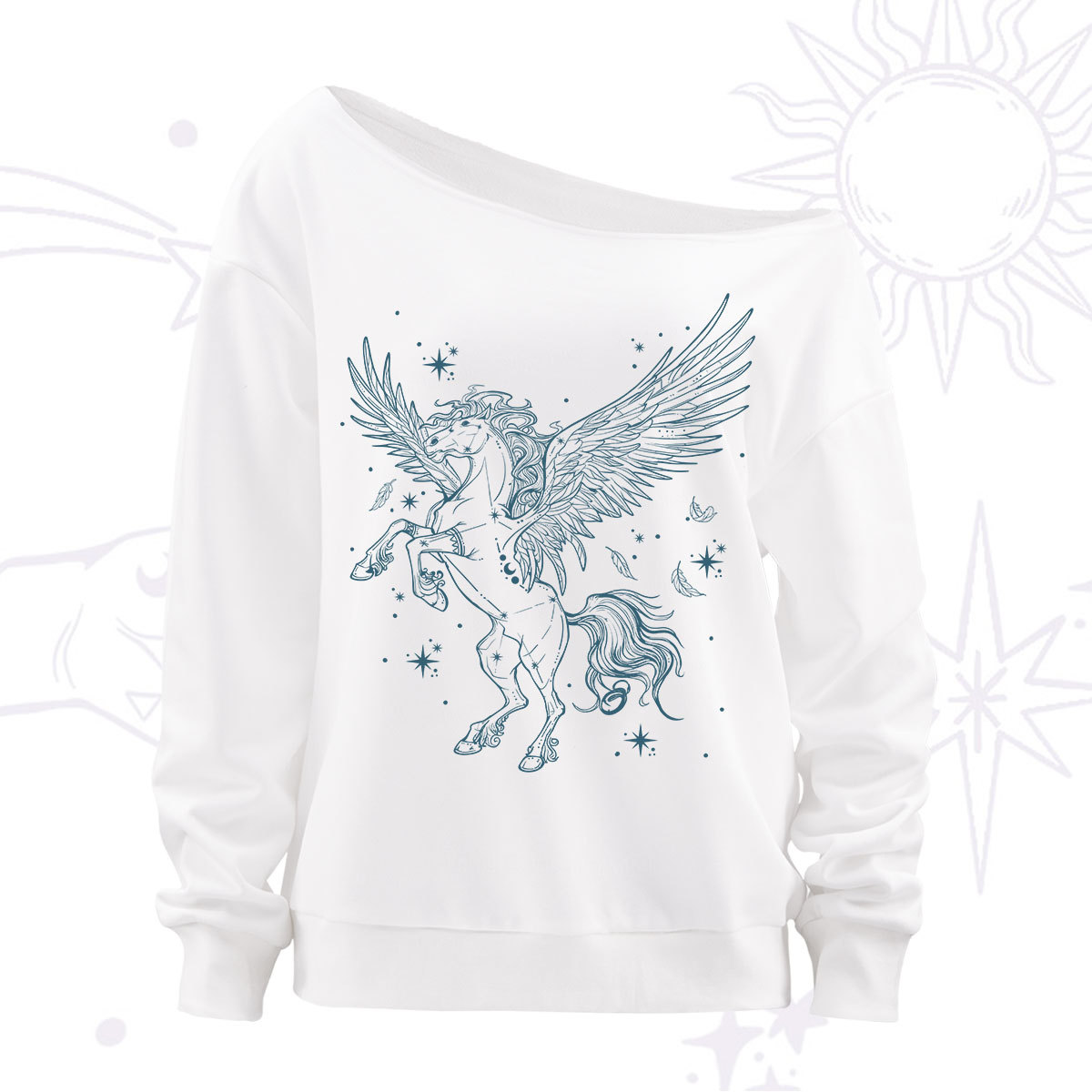 Purplehecate Celestial Pegasus Off The Shoulder Sweatshirt