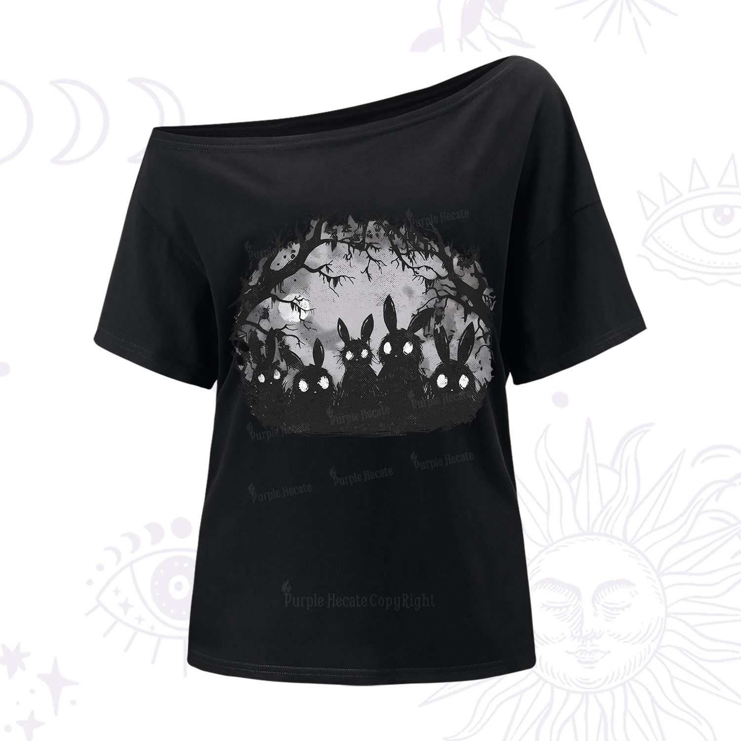 Purplehecate Creepy Weirdcore Bunny One Shoulder T-Shirt