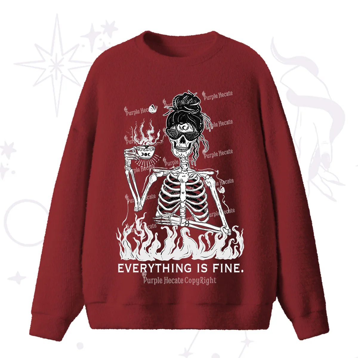 Purplehecate Everything Is Fine Fuzzy Ugly Sweater