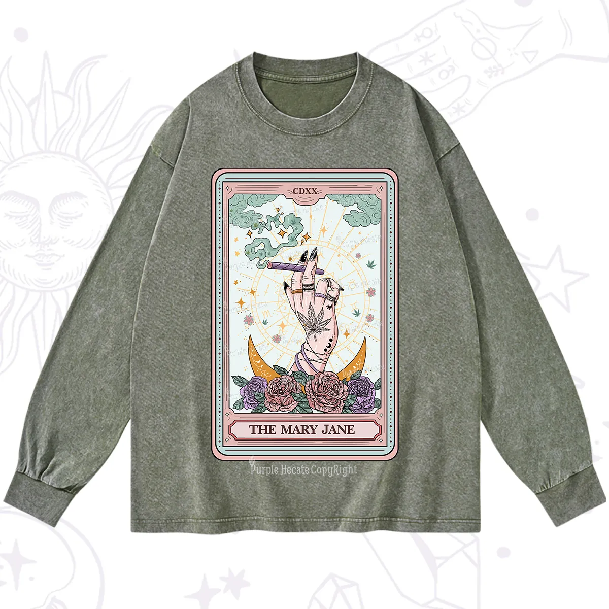 Purplehecate The Mary Jane Tarot Washed Long Sleeve Shirt