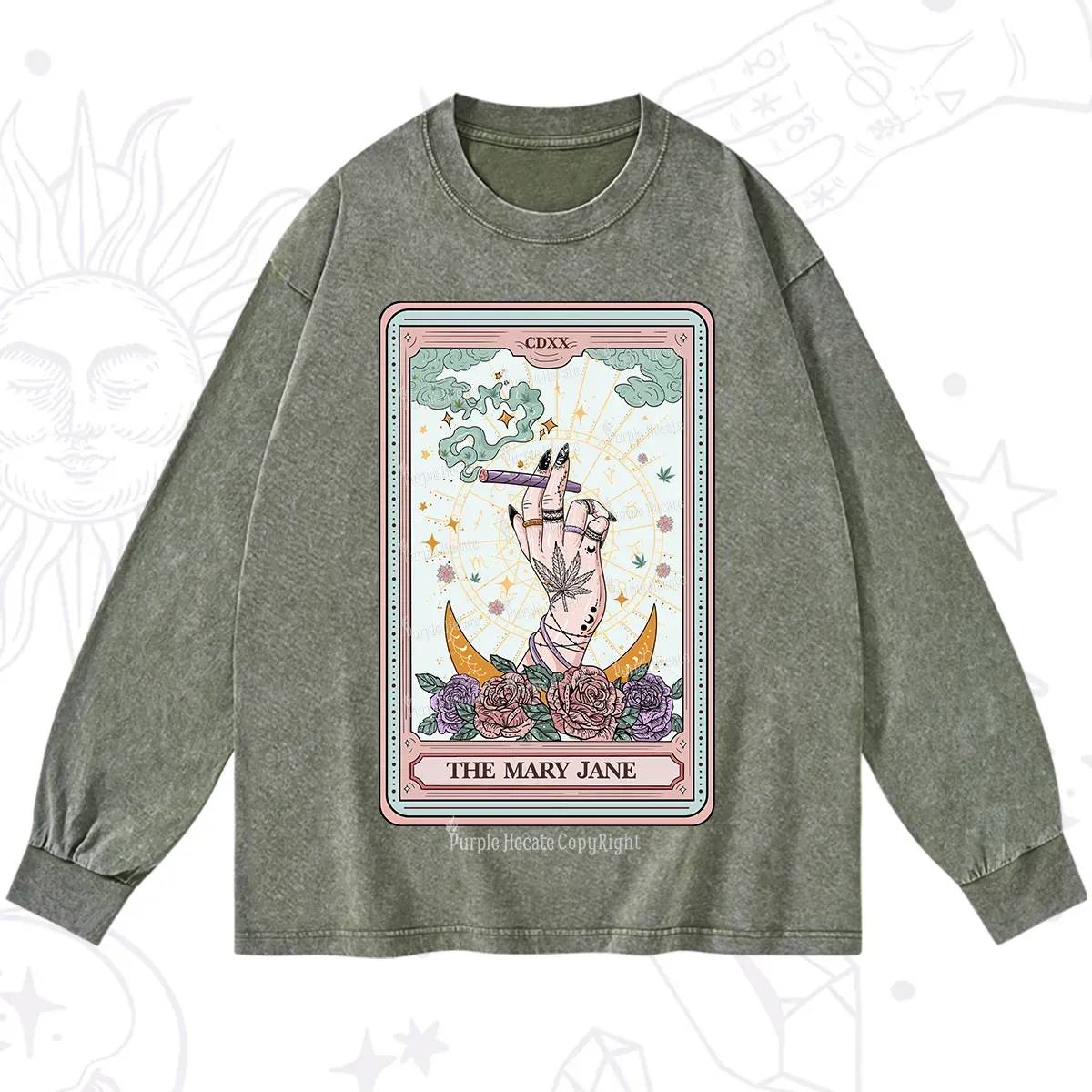 Purplehecate The Mary Jane Tarot Washed Long Sleeve Shirt