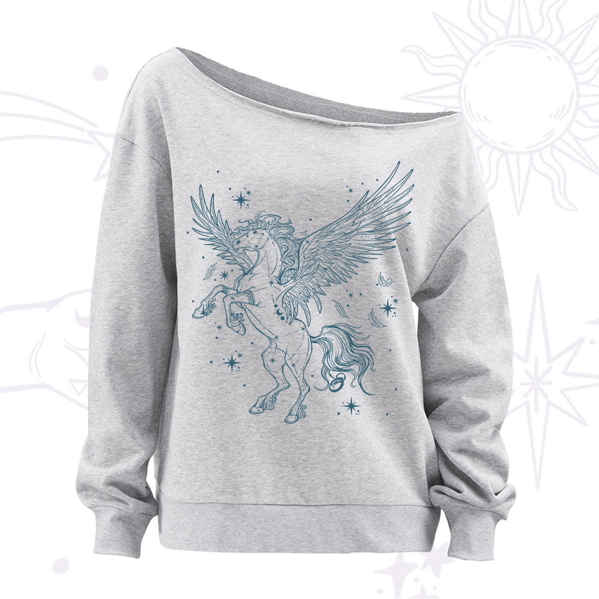 Purplehecate Celestial Pegasus Off The Shoulder Sweatshirt