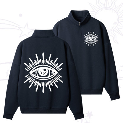 Purplehecate Evil Eye Quarter Zip Fleece Sweatshirt