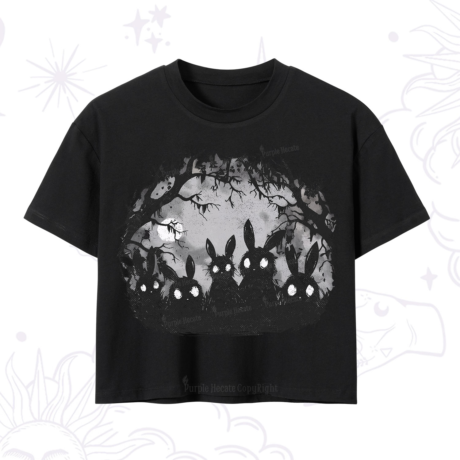 Purplehecate Creepy Weirdcore Bunny Crop T-Shirt