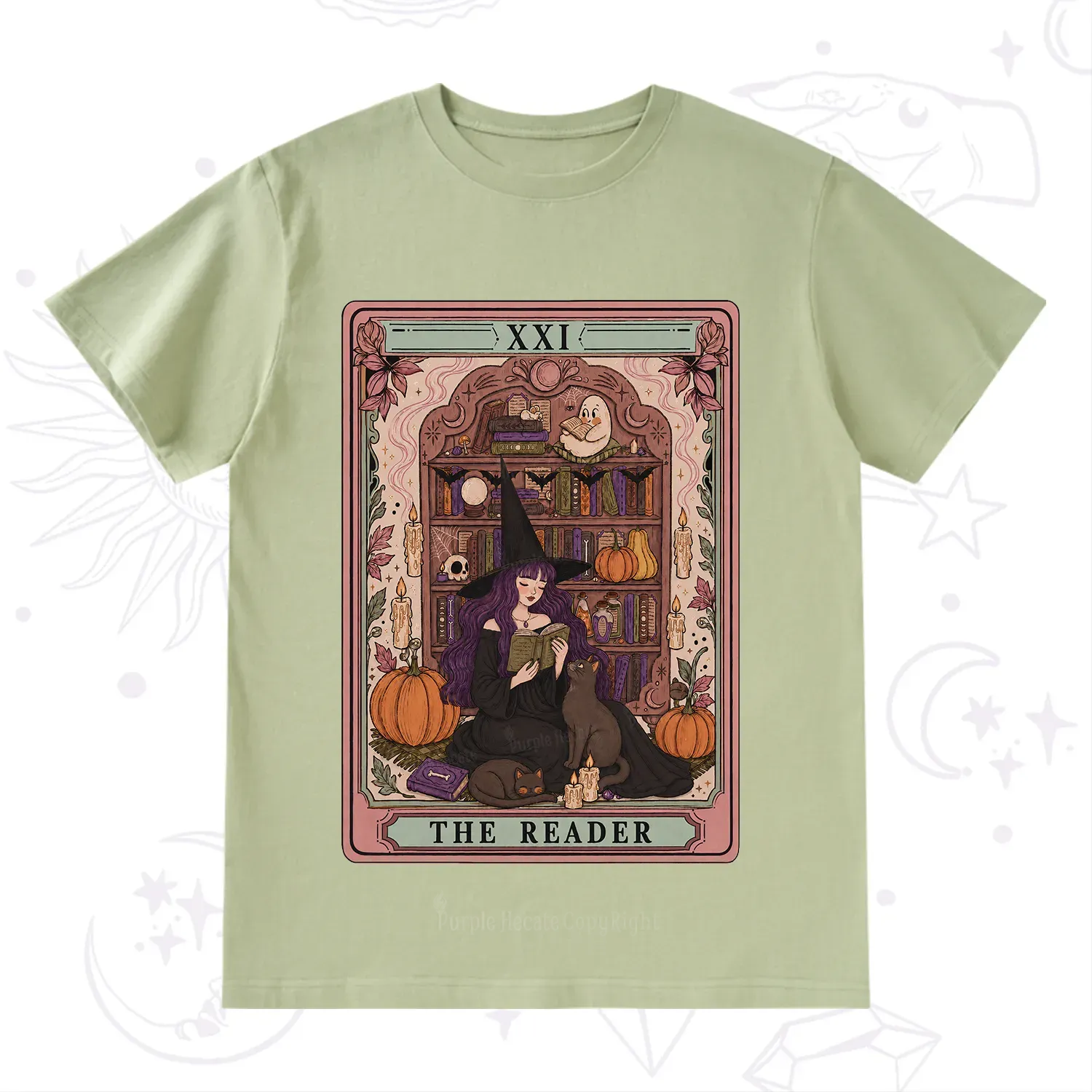 Purplehecate The Reader Tarot Bookish Witch T-Shirt