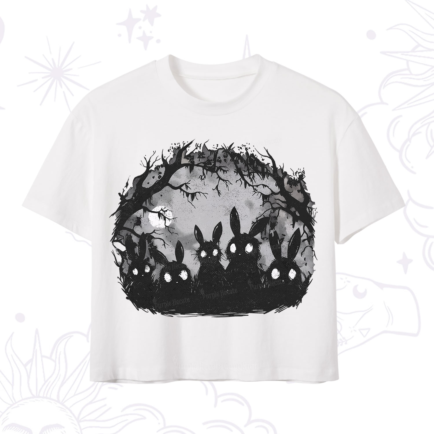 Purplehecate Creepy Weirdcore Bunny Crop T-Shirt