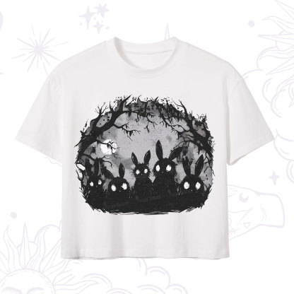 Purplehecate Creepy Weirdcore Bunny Crop T-Shirt