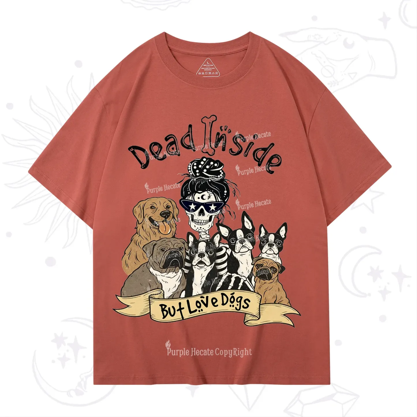 Purplehecate Dead Inside But Love Dogs T-Shirt