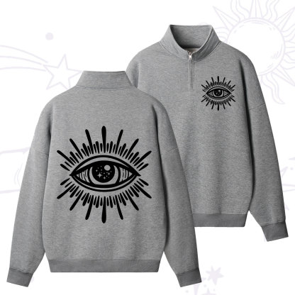 Purplehecate Evil Eye Quarter Zip Fleece Sweatshirt