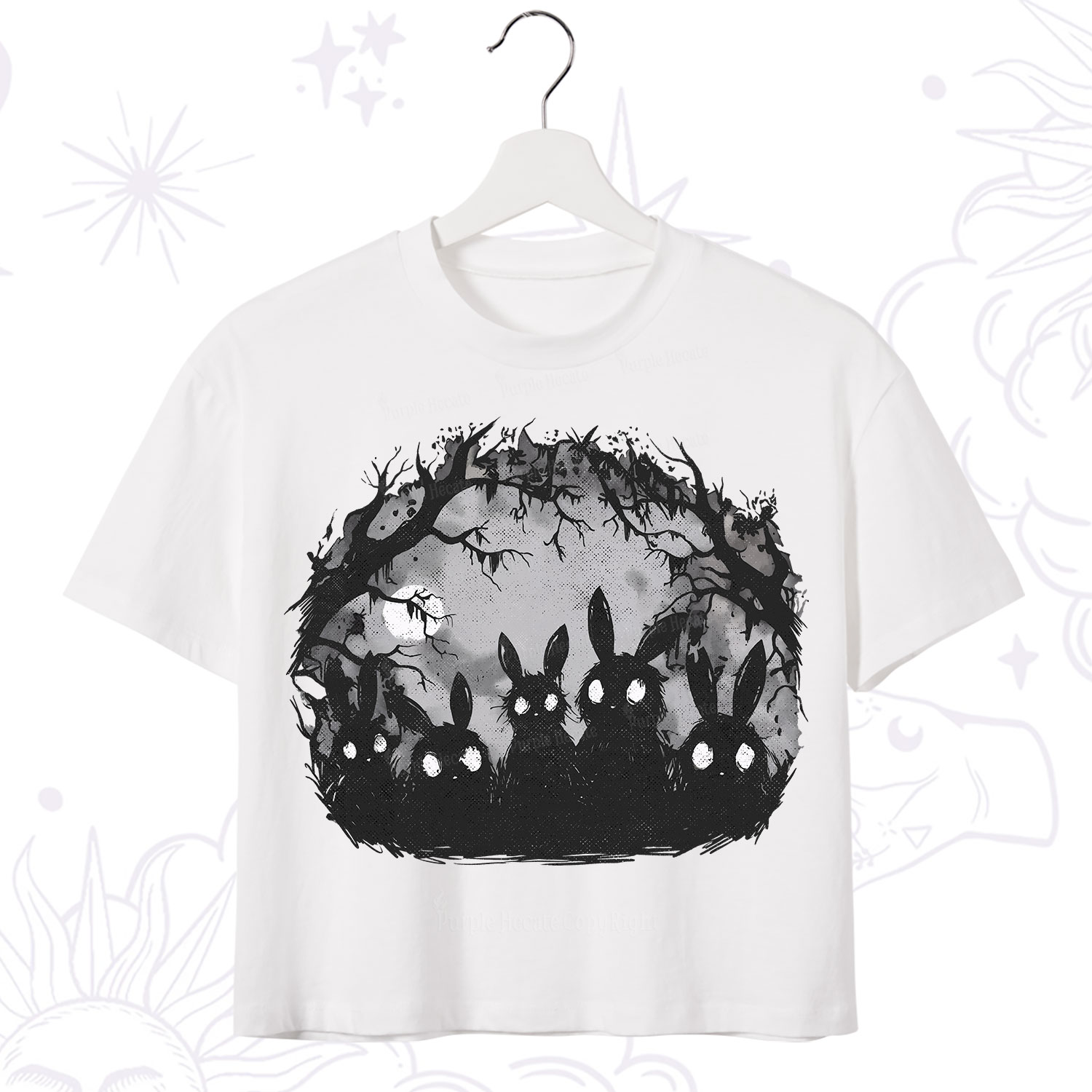Purplehecate Creepy Weirdcore Bunny Crop T-Shirt