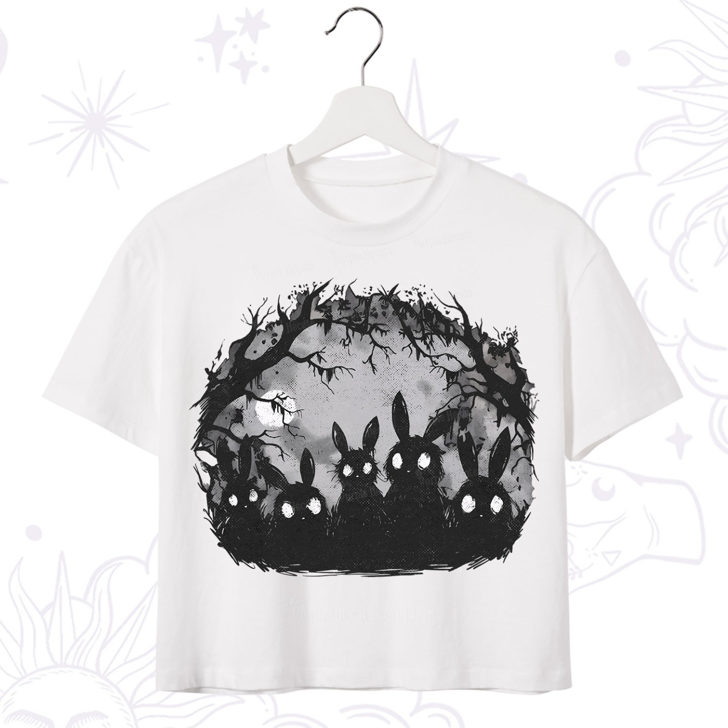 Purplehecate Creepy Weirdcore Bunny Crop T-Shirt