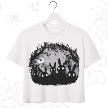 Purplehecate Creepy Weirdcore Bunny Crop T-Shirt