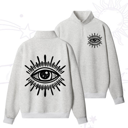 Purplehecate Evil Eye Quarter Zip Fleece Sweatshirt
