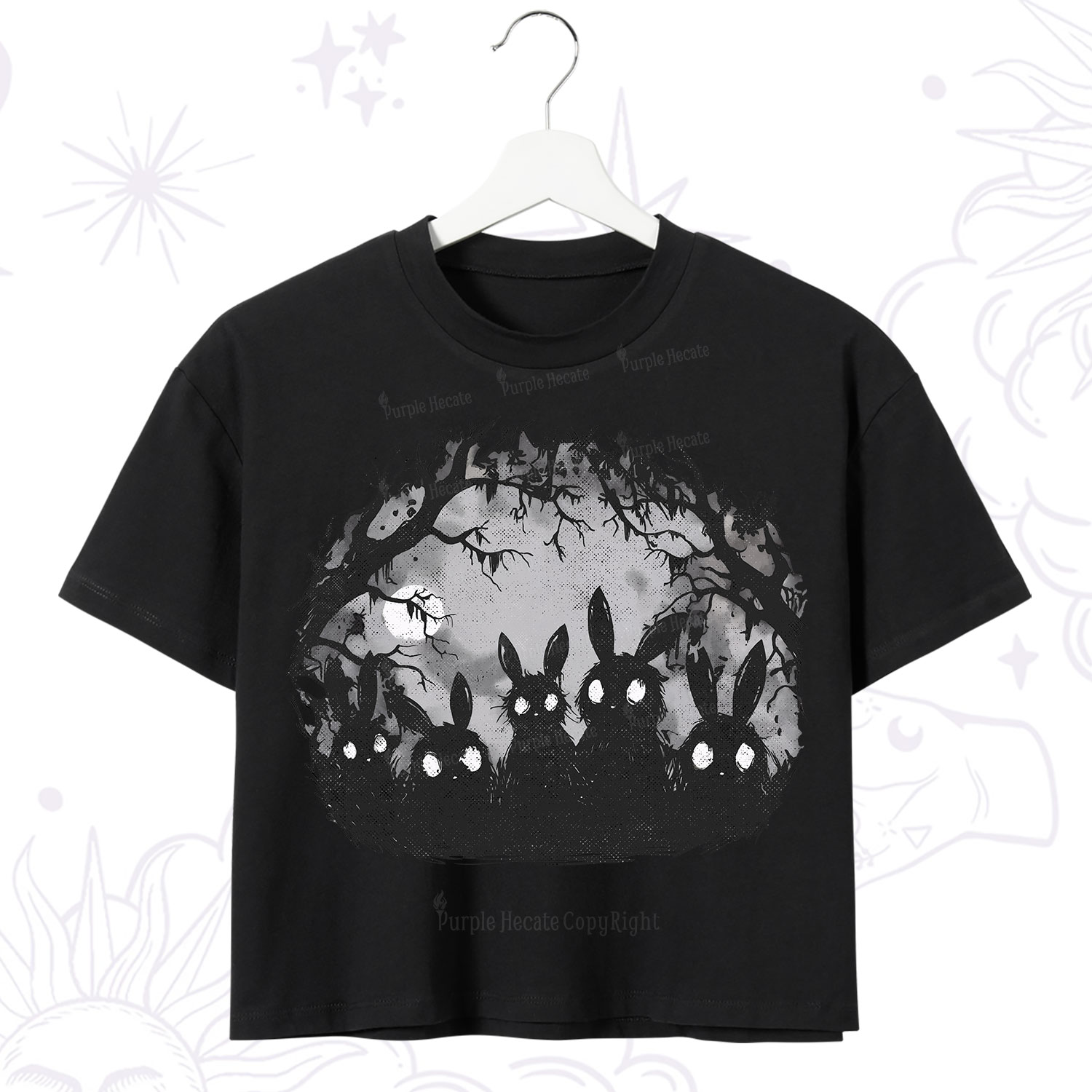 Purplehecate Creepy Weirdcore Bunny Crop T-Shirt